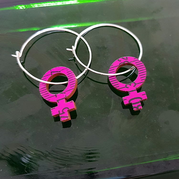 Earrings - Pink Feminist Big hoops