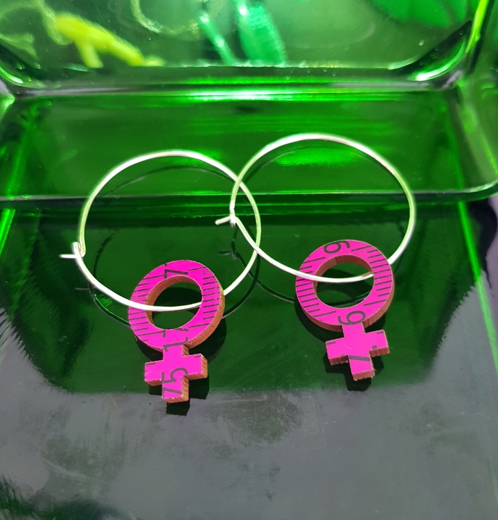 Earrings - Pink Feminist Big hoops