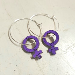 Earrings - Purple Feminist Big hoops