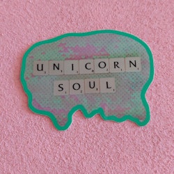 Klistermärke - Unicorn soul (turkos rundad kant)