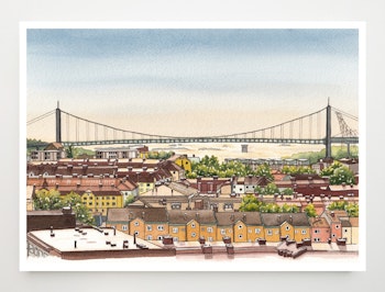 Älvsborgsbron liggande Konstkort