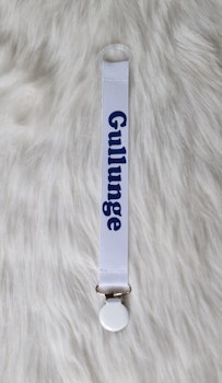 Gullunge blå reflextext, vitt clips