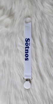 Sötnos blå reflextext, vitt clips