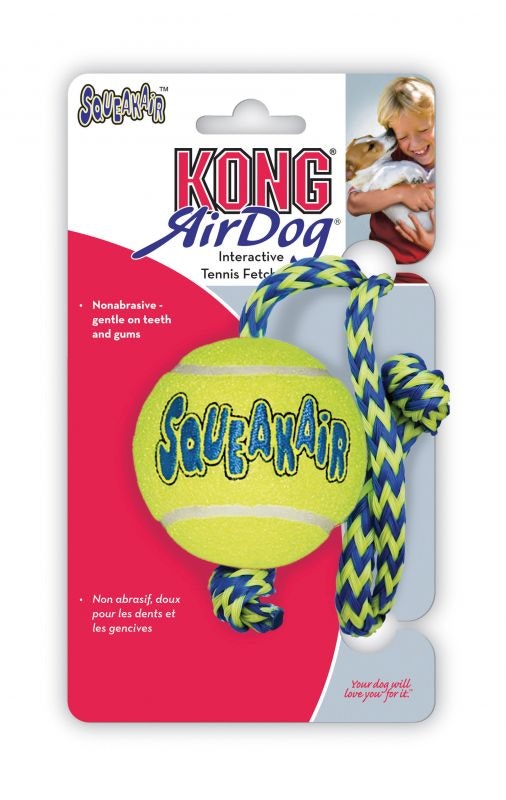 KONG Leksak SqueakAir Ball m rep Gul M 6cm