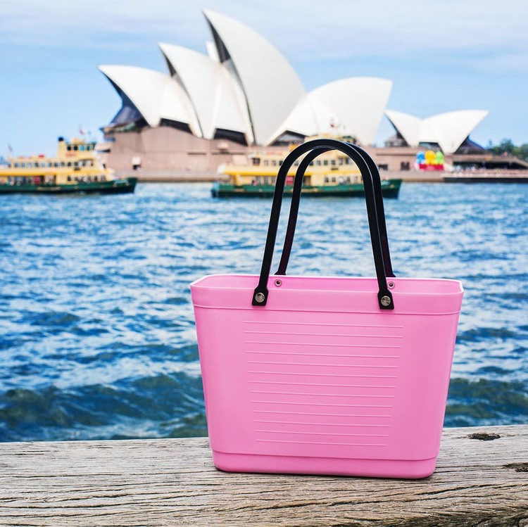 Hinza väska liten rosa -green plastic