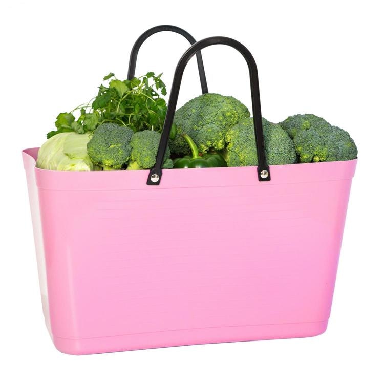 Hinza väska stor rosa -green plastic