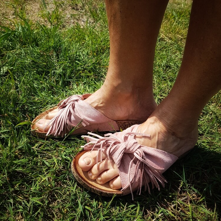 Sandal rosa med fransar stl 38
