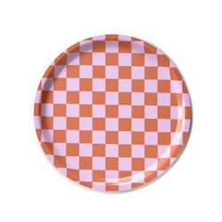 Bricka rund 31 rosa checker