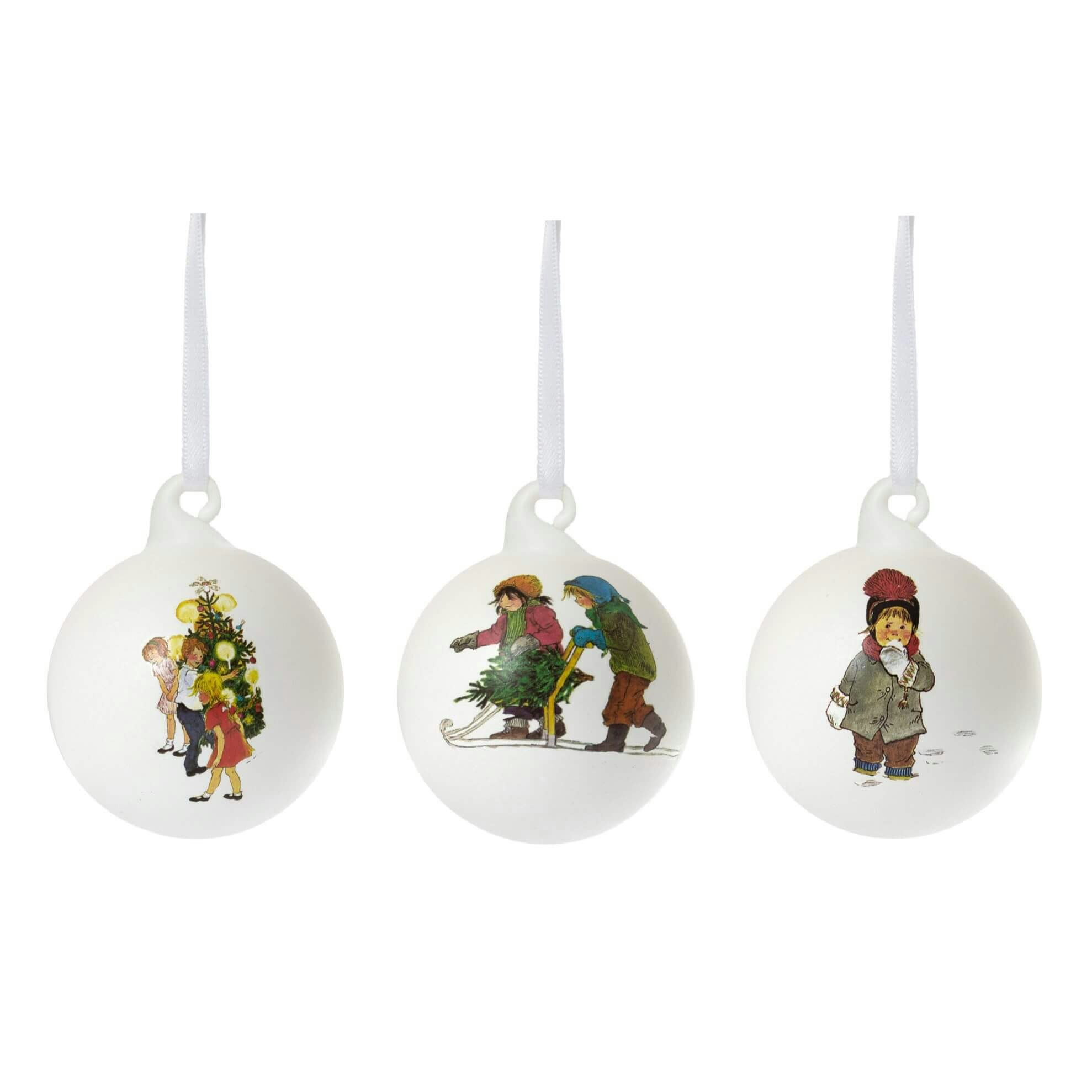 Julkulor 3-pack matt glas - Barnen i bullerbyn