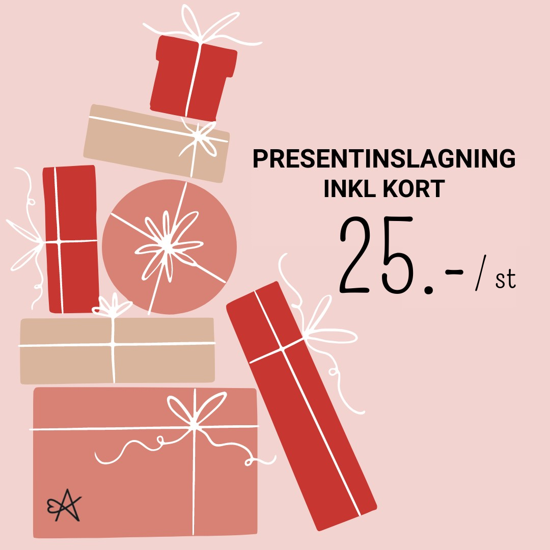 Present inkl kort 25 kr/paket