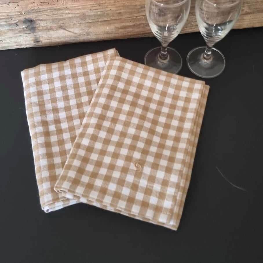 Kökshanddukar 2pack Rutan beige