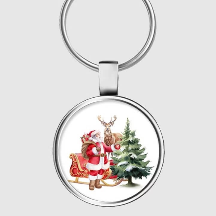 Nyckelring Tomte med släde