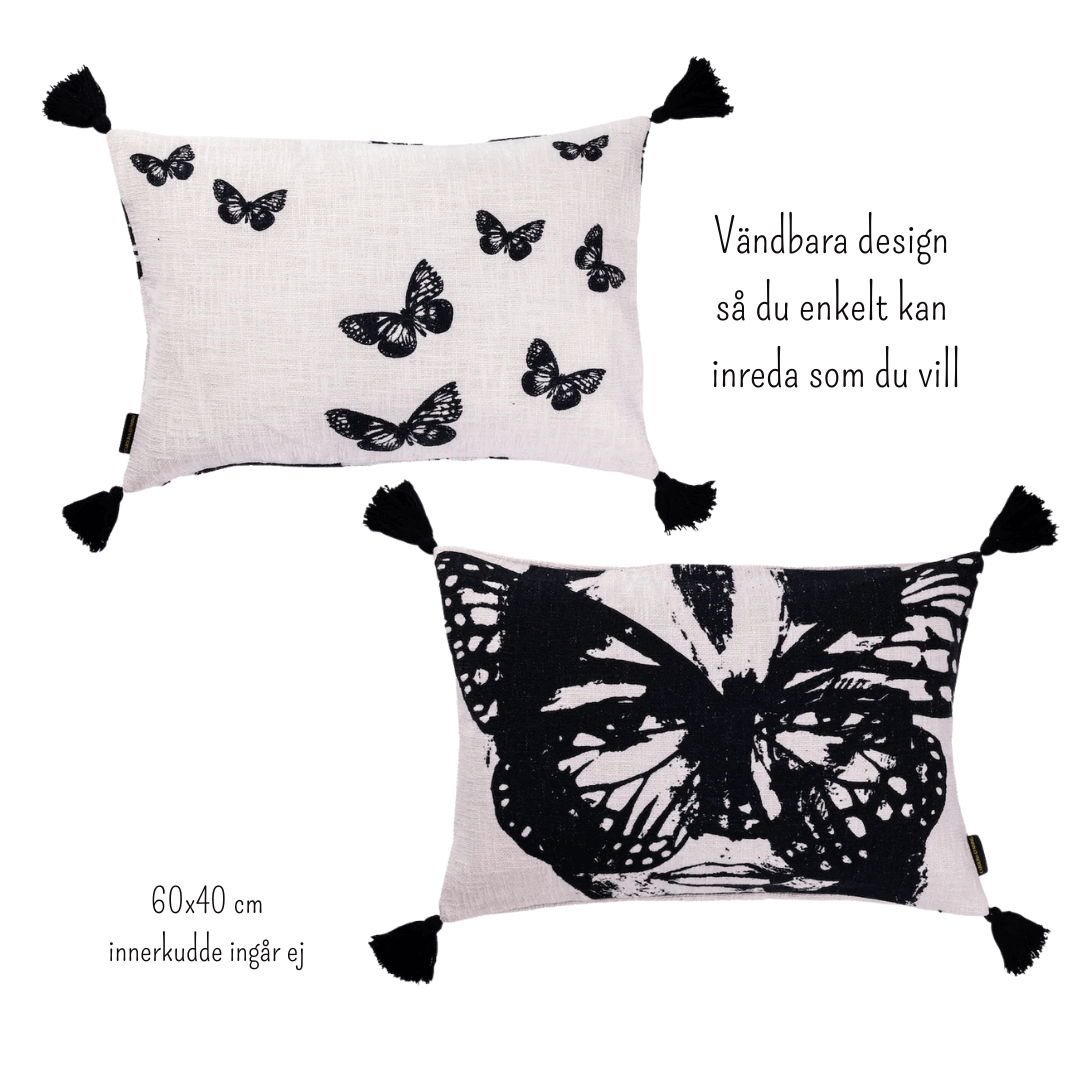 Kuddfodral 40 x 60 Golden butterfly BW butterflies- CAROLINA GYNNING