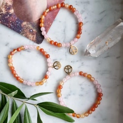 Armband, karneol & rosenkvarts ss22