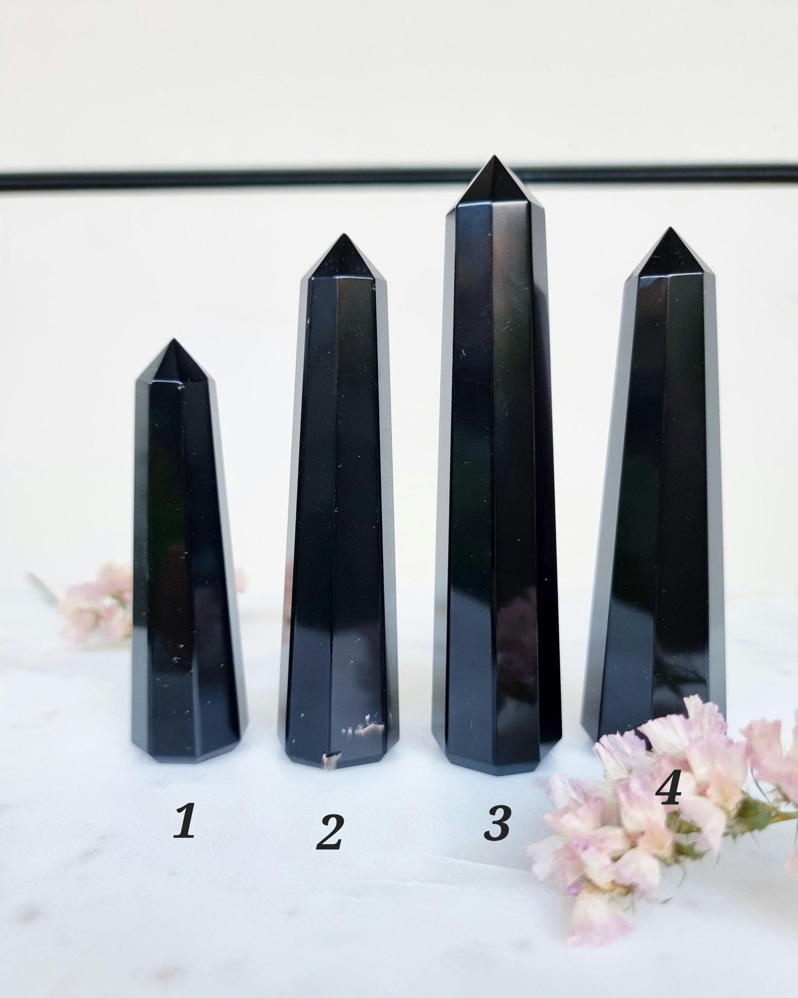 Svart Obsidian, polerad spets/Obelisk