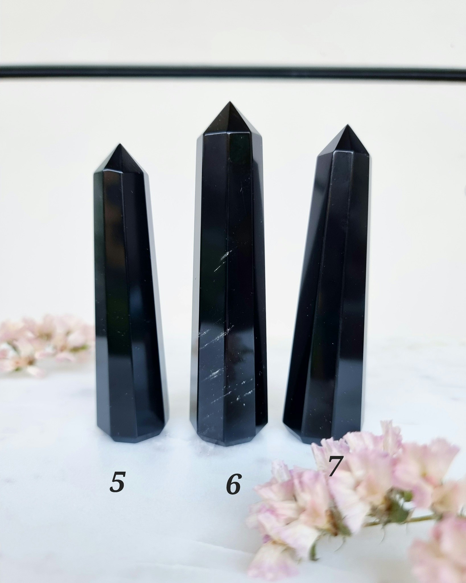 Svart Obsidian, polerad spets/Obelisk