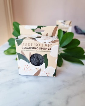 Konjac, cleansing sponge with charcoal - exfoliating