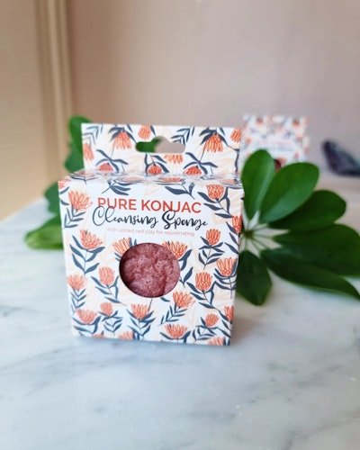 Konjac, cleansing sponge with red clay - rejuvenating