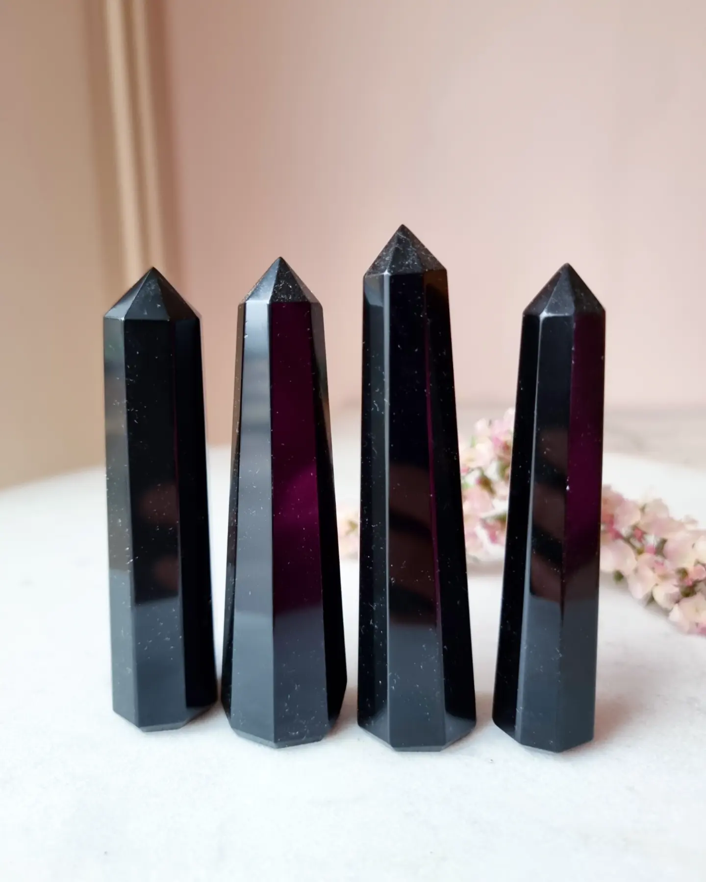 Svart Obsidian, polerad spets/Obelisk