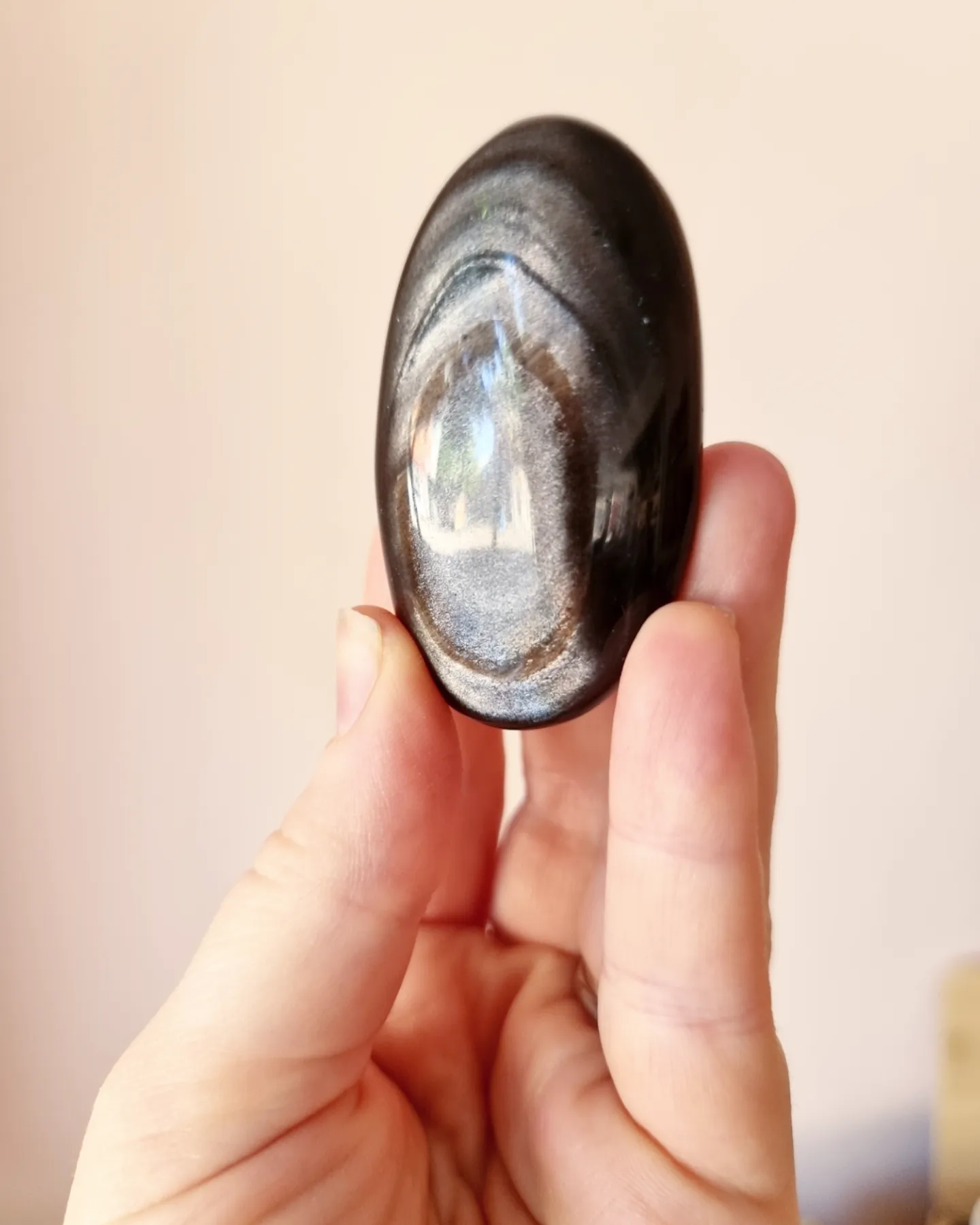 Silver Sheen obsidian, palmstone, nr 3