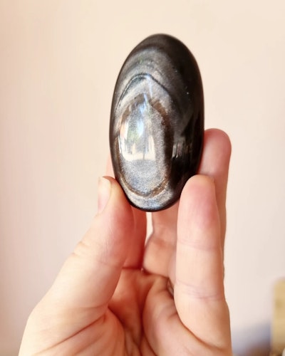 Silver Sheen obsidian, palmstone, nr 3