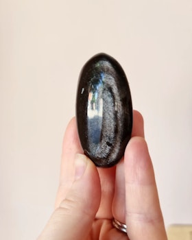 Silver Sheen obsidian, palmstone, nr 4