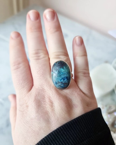 Shattuckite, justerbar ring äkta silver nr 1