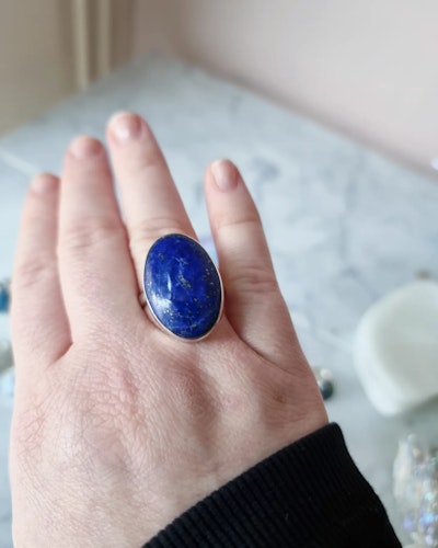 Lapis Lazuli, justerbar ring äkta silver nr 1
