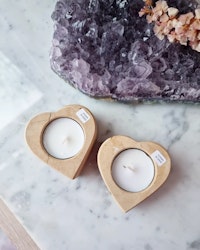 Ljuslykta marmor, hjärta (varm/creme mörkare)