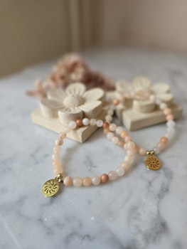 Armband, rosa aventurin & sol