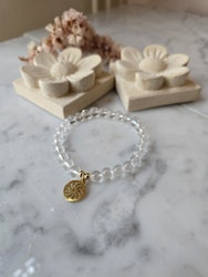 Armband, bergskristall & sol rostfritt ståk