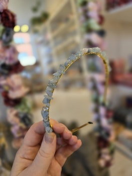 Diadem med kristallchips | akvamarin [guld]