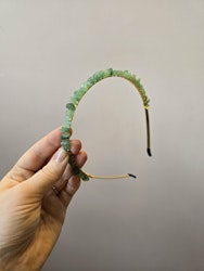 Diadem med kristallchips | grön aventurin [guld]