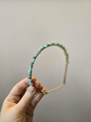 Diadem med kristallchips | Amazonit [guld]