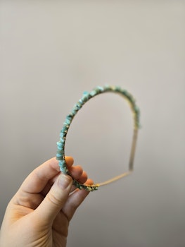 Diadem med kristallchips | Amazonit [guld]