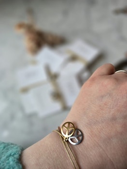 Wish bracelet peace silver & guld | beige