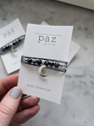 Wish bracelet | snöflingeobsidian & måne | mörkgrå