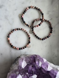 Armband, Rodonit & lotus i äkta silver