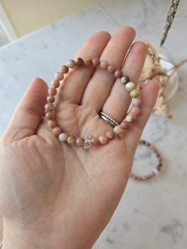 Armband | Rosa Jaspis & Bergkristall