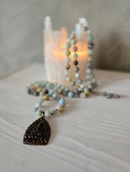 Amazonit & Agat, handgjort halsband med amulett