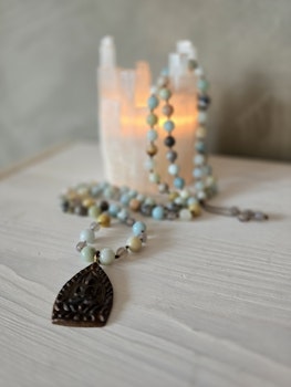 Amazonit & Agat, handgjort halsband med amulett