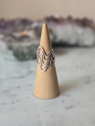 Ring, vågig silver, rostfritt stål