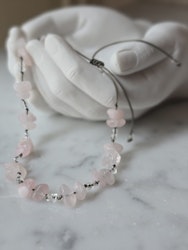 Fotlänk, rosenkvarts & klar glas