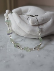 Fotlänk, fluorit & klar/silver glas
