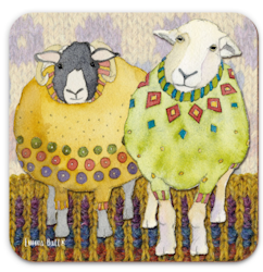 TWO WOOLLY SHEEP PATTERN SINGLE COASTER (UNDERLÄGG)