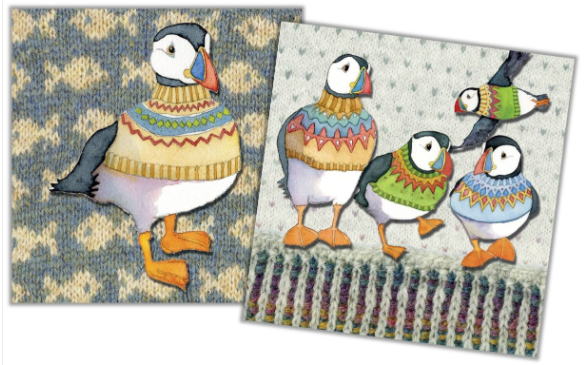 WOOLLY PUFFINS CARD PACK OF 10 (KORT+KUVERT)