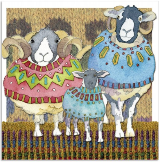 TWO WOOLLY SHEEP AND A LAMB GREETINGS CARD (HÄLSNINGSKORT)