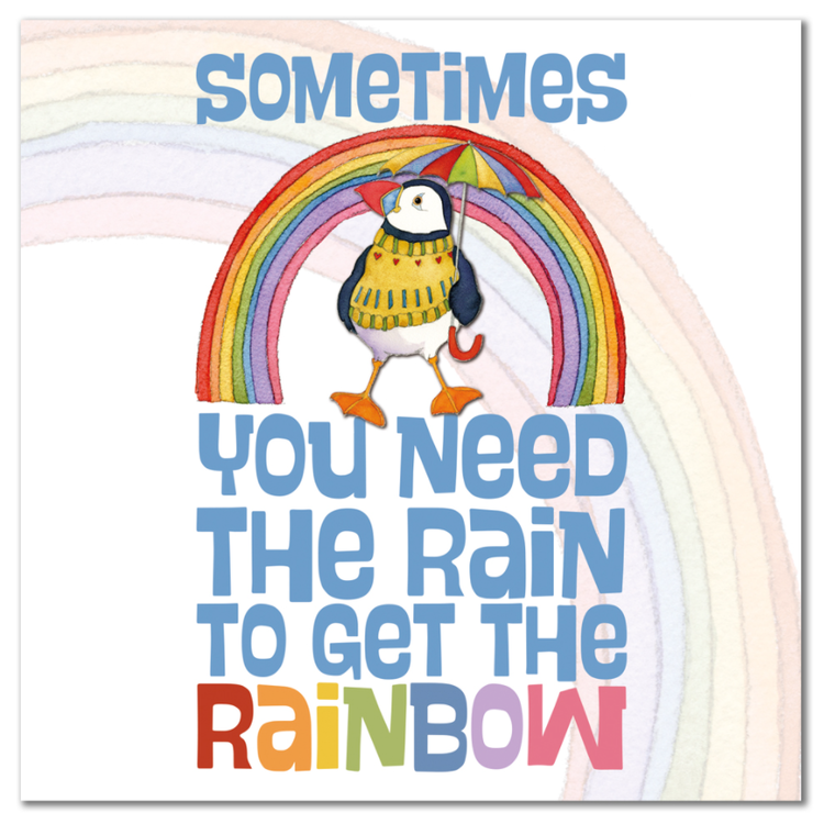 RAINBOW PUFFIN- FEATHERY FEELGOODS BIRTHDAY CARD (FÖDELSEDAGSKORT)