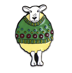 SHEEP IN A GREEN SWEATER – ENAMEL PIN (PIN)