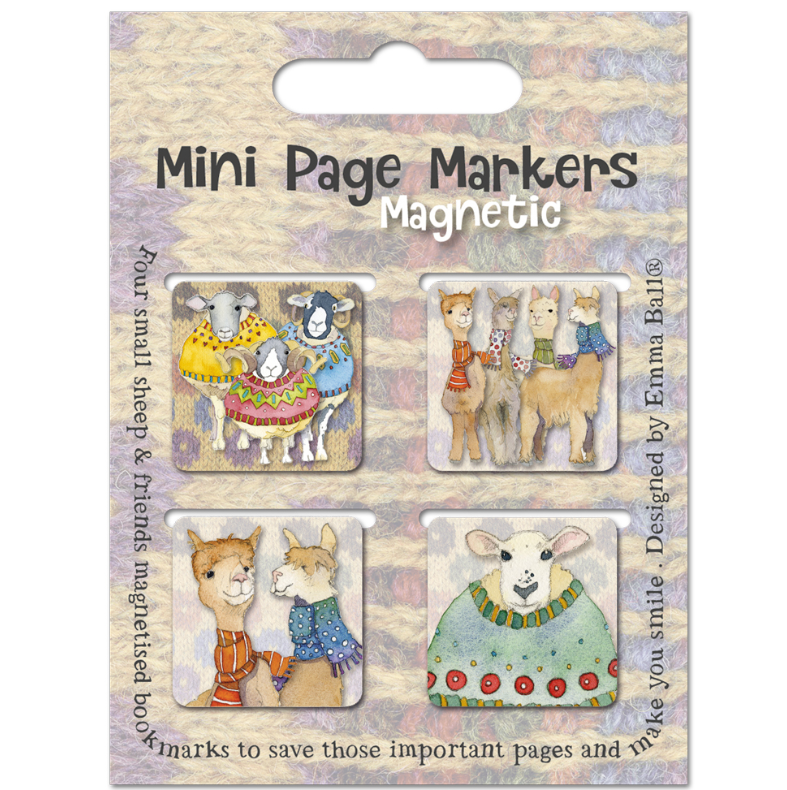 SHEEP IN SWEATERS AND ALPACAS MINI PAGE MARKERS (BOKMÄRKE - MAGNET)